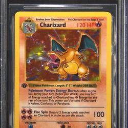 1999 #4 Charizard 1st Edition Thin Stamp Holo Rare Pokemon TCG Card BGS 7