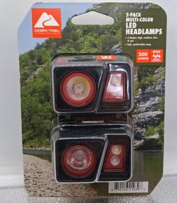 Ozark Trail LED Headlamps – 2‑Pack – 300 Lumens – Multi‑Color Modes