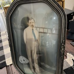 Antique Curved Glass Picture Frame