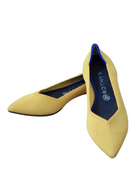 Rothy’s The Point Flats Ballet Marigold Yellow Blue Women’s Size US 10.5 