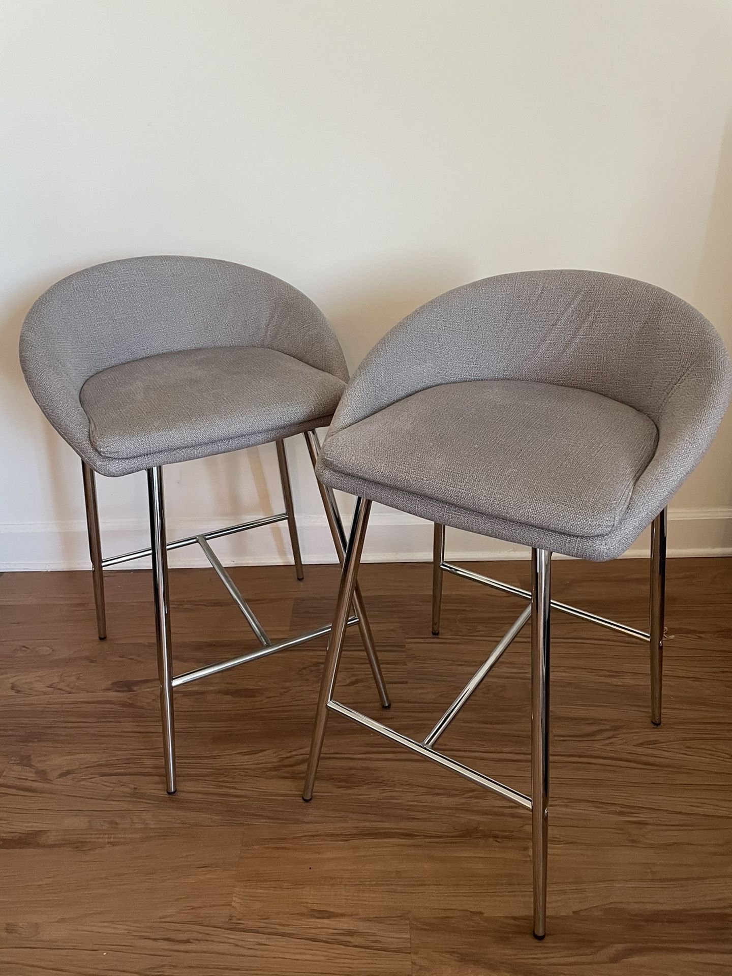 TWO GRAY BAR STOOLS