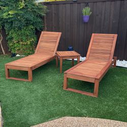 Outdoor Lounge Recliner Chairs With Side Table Eucalyptus Wood