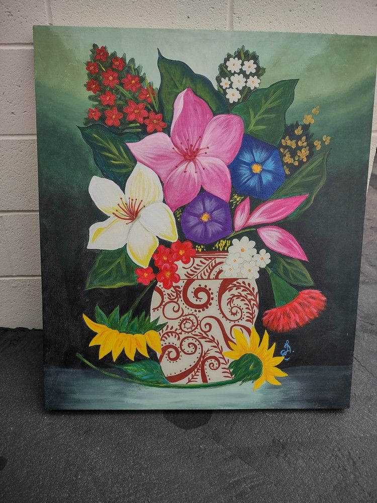 Frida Kahlo And Floral And Boy N' Gril Hand Painted All Original On Canvas $100 ea