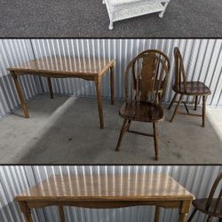 Wood Kitchen Table with 3 Chairs