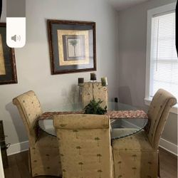 Glass Top & Solid Wood Pineapple Table