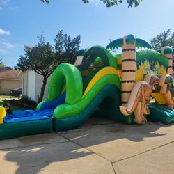 Dinosaurs Combo Waterslide Tables And Chairs Moonwalks 