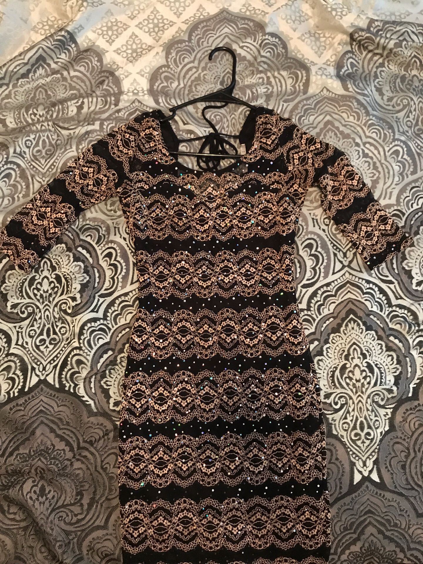 Sequence Dress Black and Gold