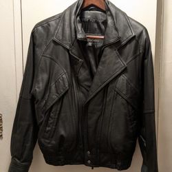 Men's Black Leather Aviator Jacket 