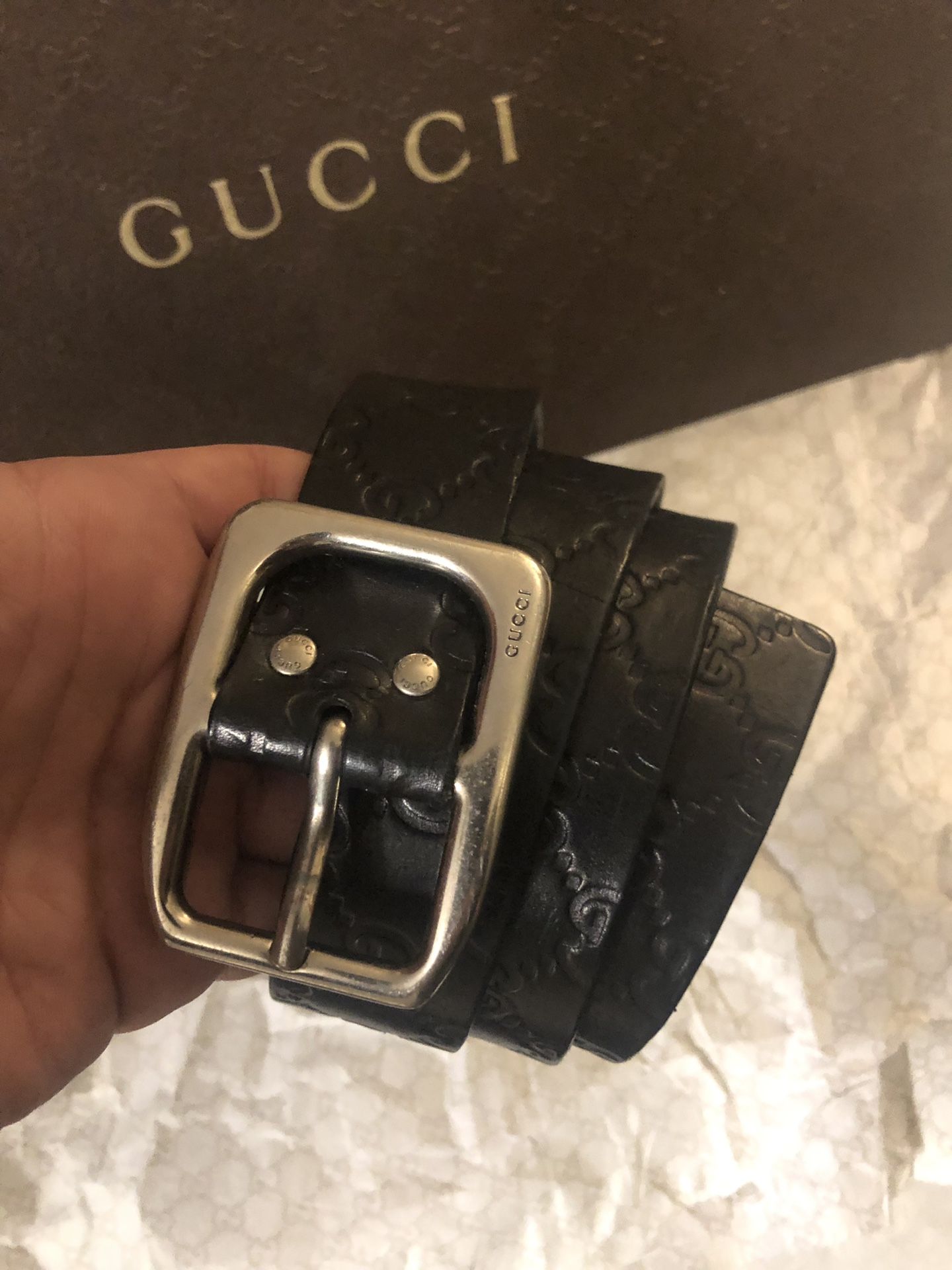 Gucci belt black GG (auth) mens 32-36
