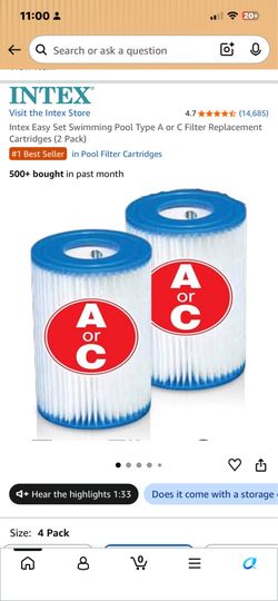 pool Filter Cartridge for Type A or C, 2 Pack