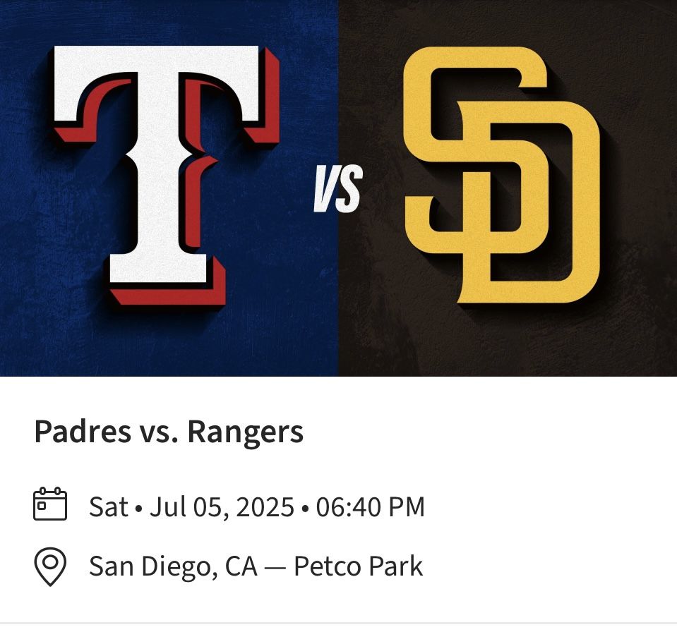 Padres vs Rangers July 5th