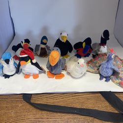 Lot Of 10 TY Beanie Babies Assorted Birds Excellant Cond