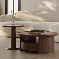 Hokku Designs Solid Wood Coffee Table & Side Table – Modern Set