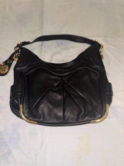 b. makowsky (NWOT) Black Leather Shoulder Bag with Gold Hardware Accents