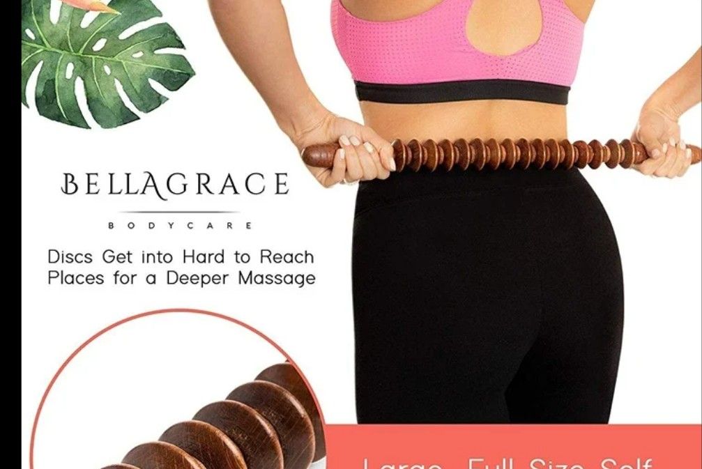 Massage Roller -Fascia Stick - Wooden 21.3 Real Beach Wood Hand Crafted