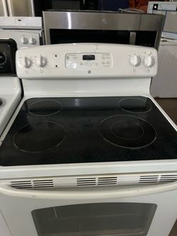 White glass top stove