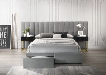 Monroe King / Queen Bed - Grey