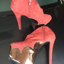 6 1/2” red suede HIGH, high HEELS Stiletto size 10 m $20 obo