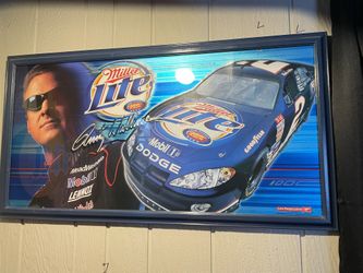 NASCAR Rusty Wallace Dodge Miller Lite Beer Bar Mirror 