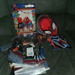 Spiderman Party Table Cover 13, Giant Gliding Balloons 1, Two 35inch Foil Balloon Five 8 Pcs Plates 
