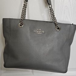 Grey Leather Coach Purse and Wallet