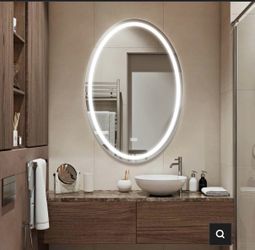 FENNIO 70" X 36" Large Wall Mounted Mirror With LED Lights, Oval Full Length LED Lighted Full Body Dressing Mirror For Bedroom, Salon, Brushed Aluminu