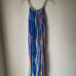 Brand new woman’s Ace Fashion New York brand blue tie dye maxi dress up for sale 
