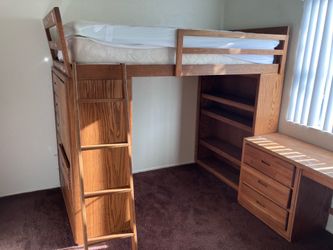 Free twin size loft bed with desk - mattress not included