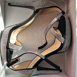 Black rhinestone heels 