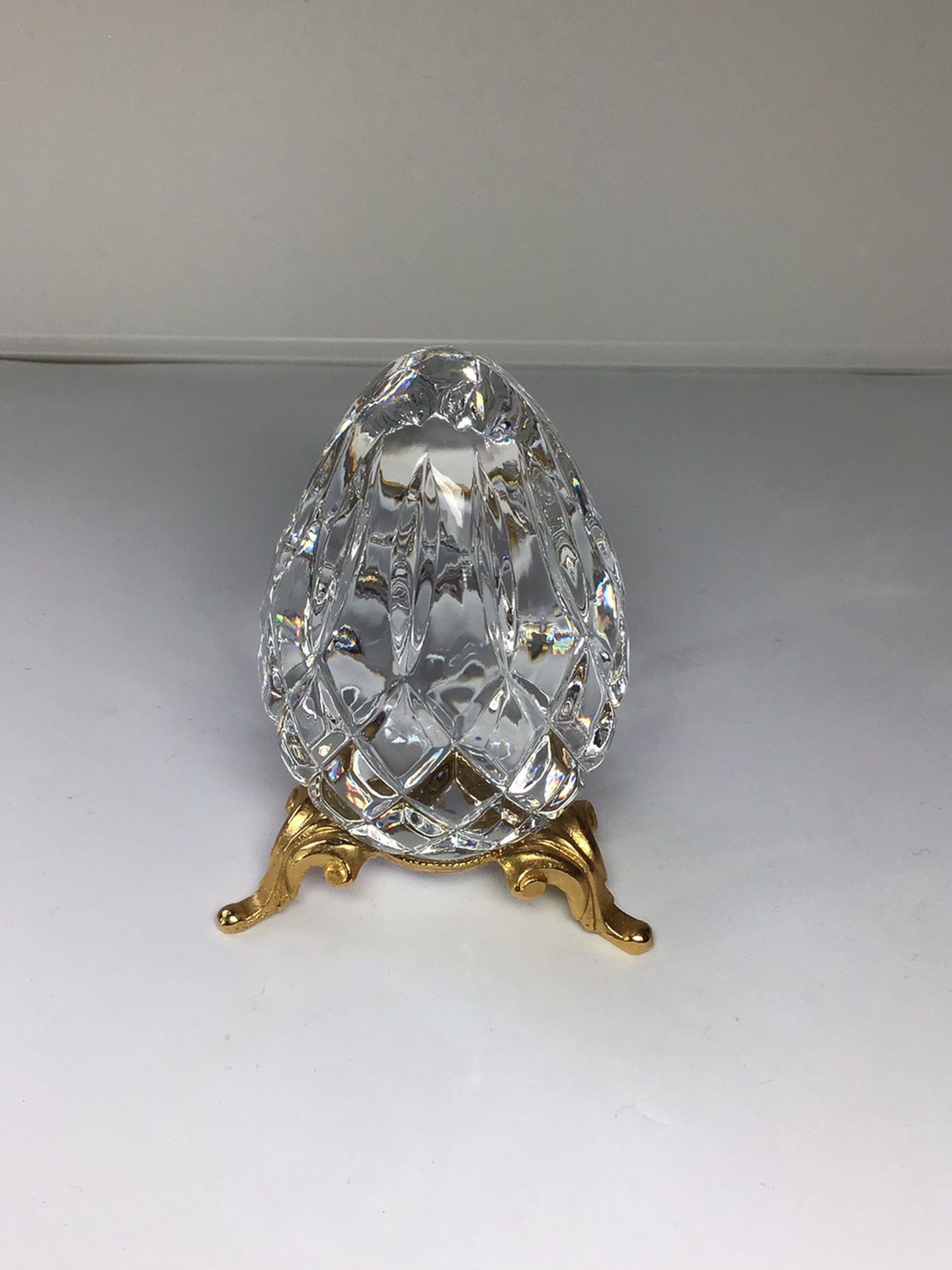 PENDING—Vintage Cut Crystal Egg With Stand
