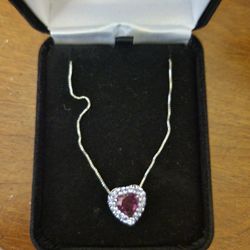 Purple Heart Necklace With Sterling Silver Chain