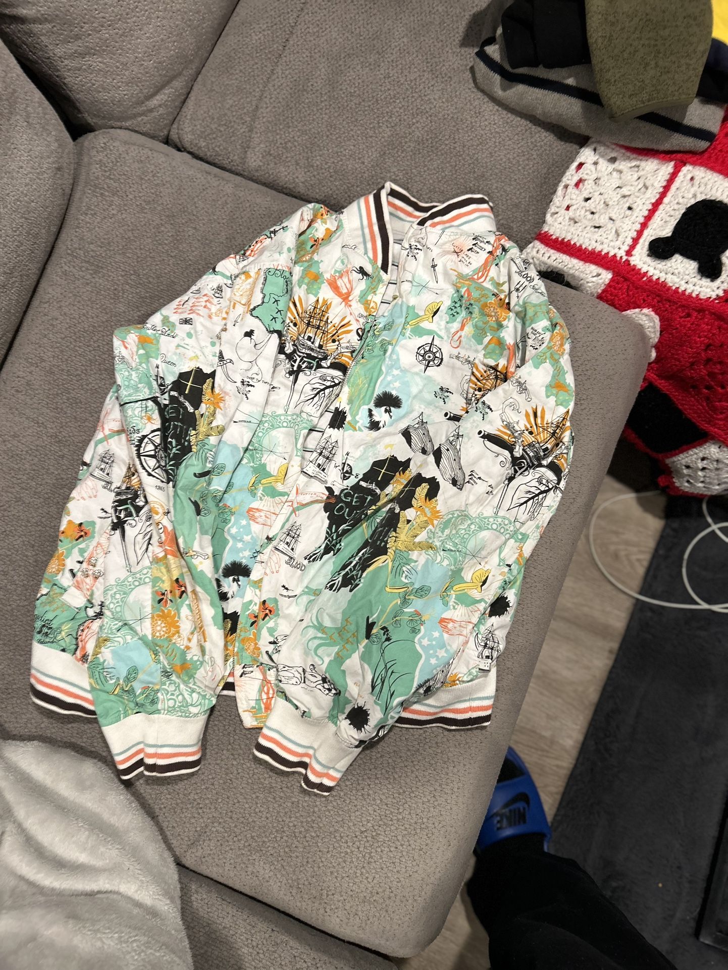 Vintage Artful Dodger Men's M Jacket All Over Print, Reversible