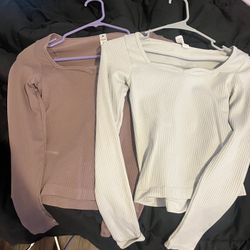 size xs Yoga licious, brown and white rib seamless aaliyah longsleeve 