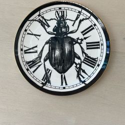 Rory Dobner Fine Bone China Plate – Beetle Clock Design – Discontinued – Made in England