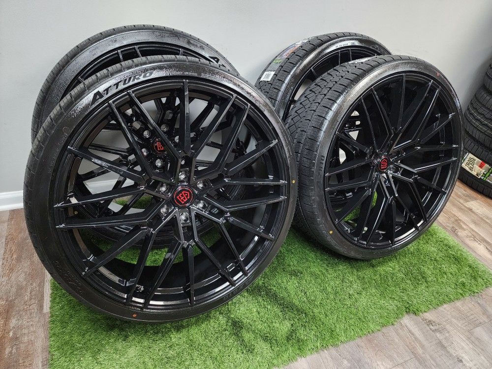 New 26 Inch Gloss Black Wheeps With Tires 6 Lug Gm