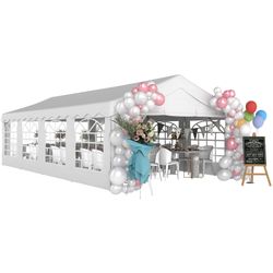 Outsunny 13'x26' Heavy Duty Party Tent w/Removable Sidewalls & Windows, White