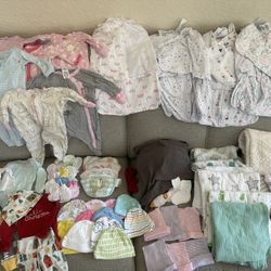 Bundle Newborn Baby Girl Clothes, Blankets, Hats