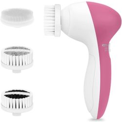 New Electric Facial Cleansing Spin Brush Set  with 3 Exfoliating Brush Heads 