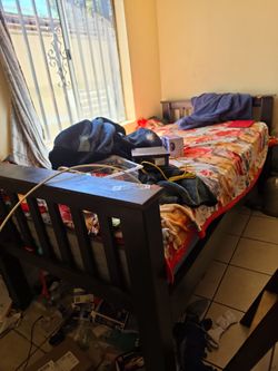 Full size bed frame and mattress
