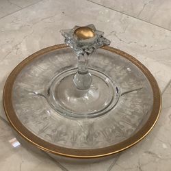 Vintage Glass Serving Tray Tid bit tray