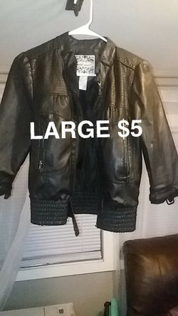 Black leather jacket- quarter length sleeves