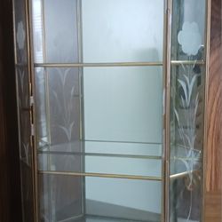 HIGHLY COLLECTIBLE MCM HANDCRAFTED VIA VERMONT ETCHED GLASS & MIRROR CURIO READ DESCRIPTION