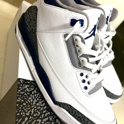 Nike Air Jordan 3 Retro Midnight Navy And White 9.5