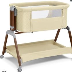 NEW rocking baby bassinet bedside sleeper NUEVA cuna para bebes mecedora con acceso desde cama
