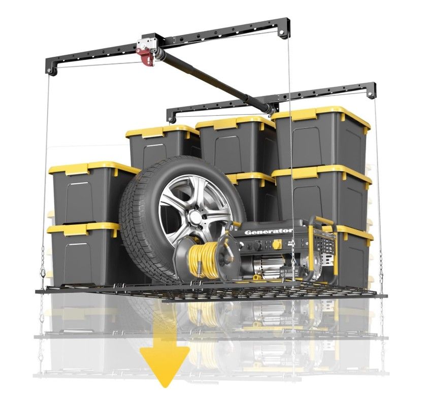 Overhead Garage Ceiling Storage Lift – 4x4ft, 250lb – E8