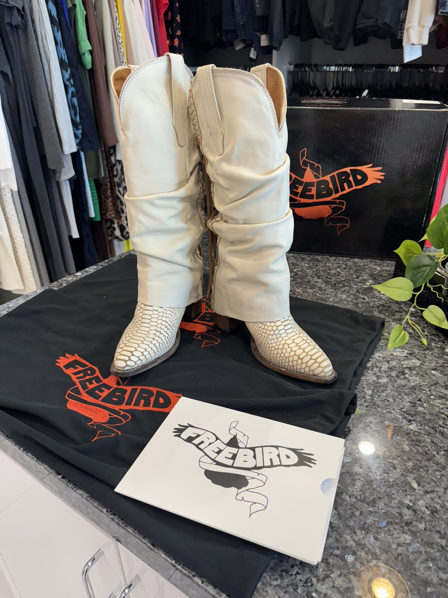 Freebird Jules White Snake Boots