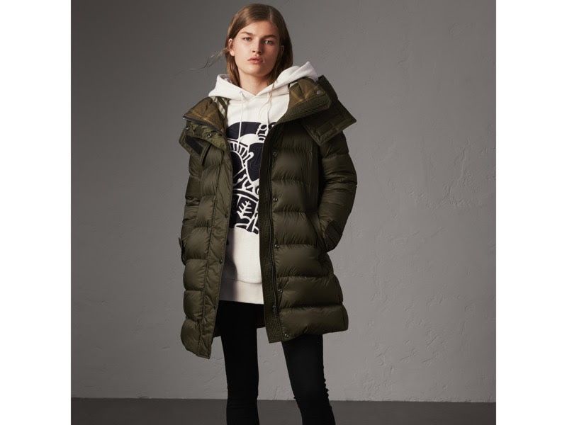 Burberry Olive Green Puffer Coat