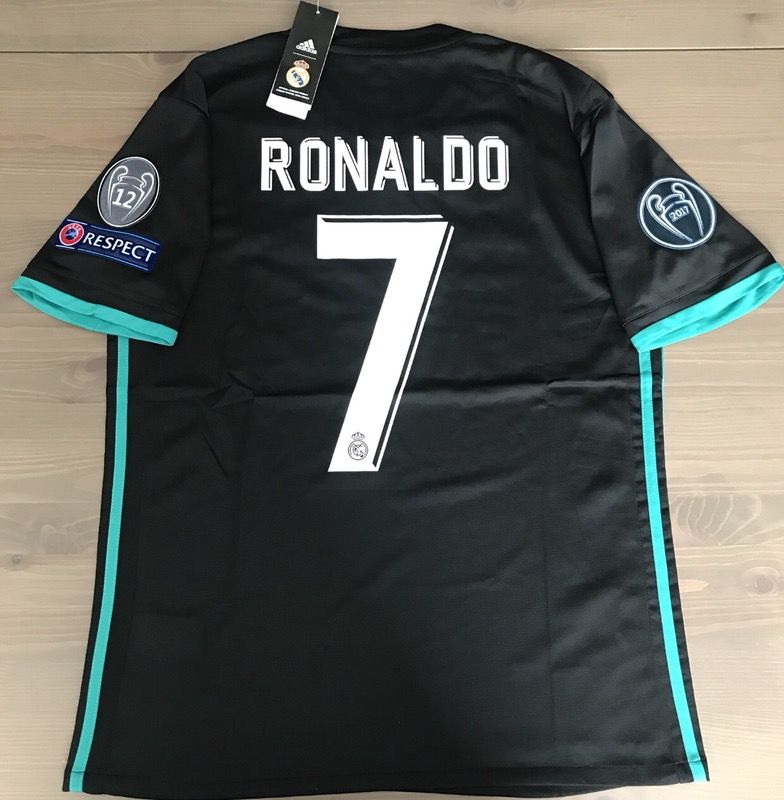 Real Madrid 17/18 away blue Ronaldo #7 men adidas soccer jersey Champions  league Gold fifa patch for Sale in Miami, FL - OfferUp