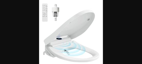 White Auto Open/Close Heated Bidet Seat w/ Warm Water & Dryer + Remote