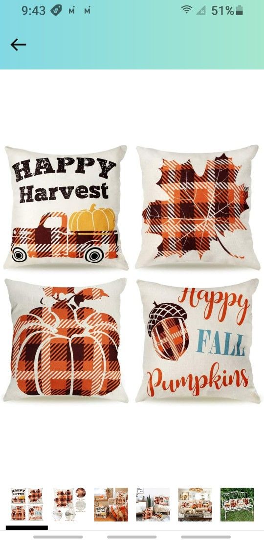 OurWarm Fall Pillow Covers 18x18 Set of 4 Autumn Fall Decor Throw Pillow Covers Farmhouse Buffalo Plaid Pillow Covers Outdoor for Couch Sofa Bed Livin